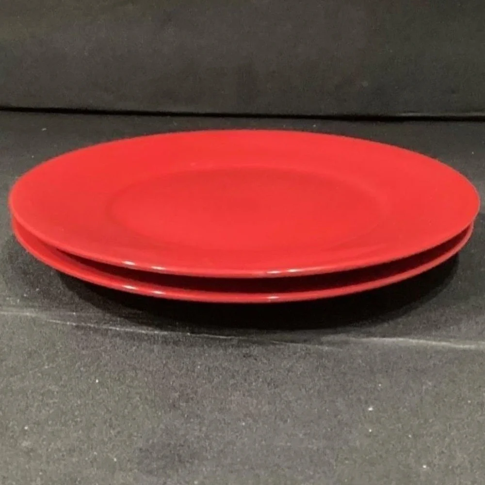 Tabletops‎ Gallery Misto Red Salad Plates, Set of 2, Hand-Painted Stoneware